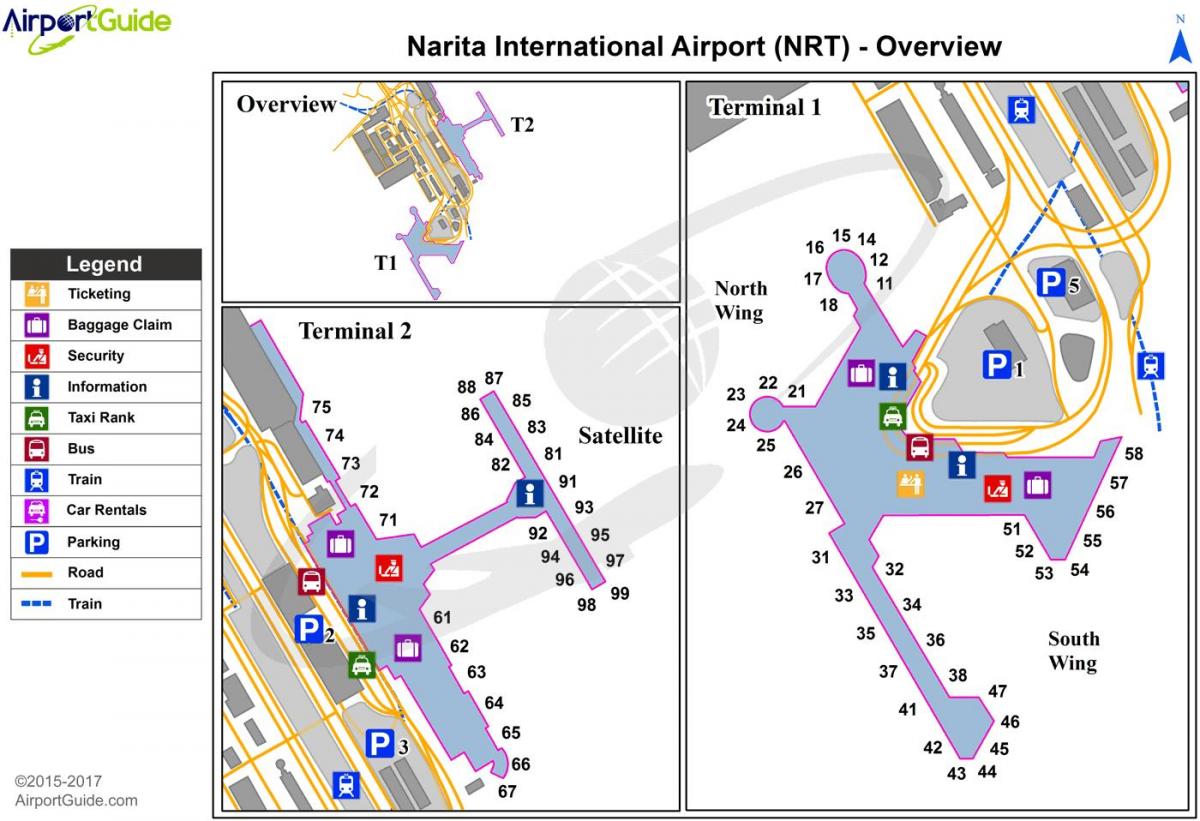 nrt de Tokyo, carte de l'aéroport