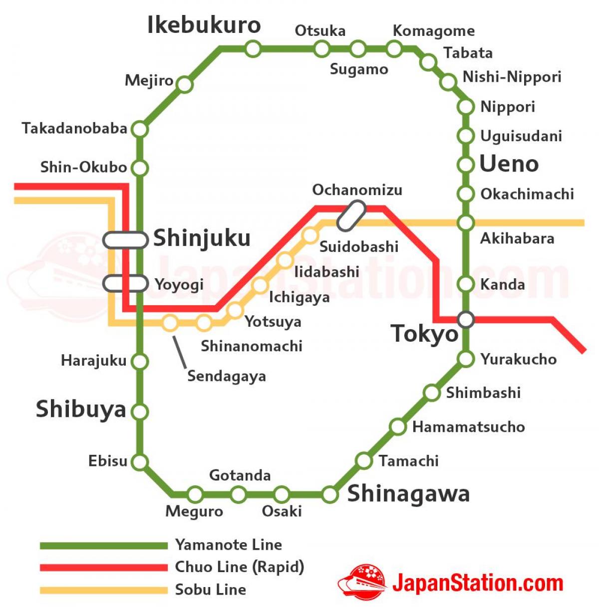 Tokyo JR carte de la ligne