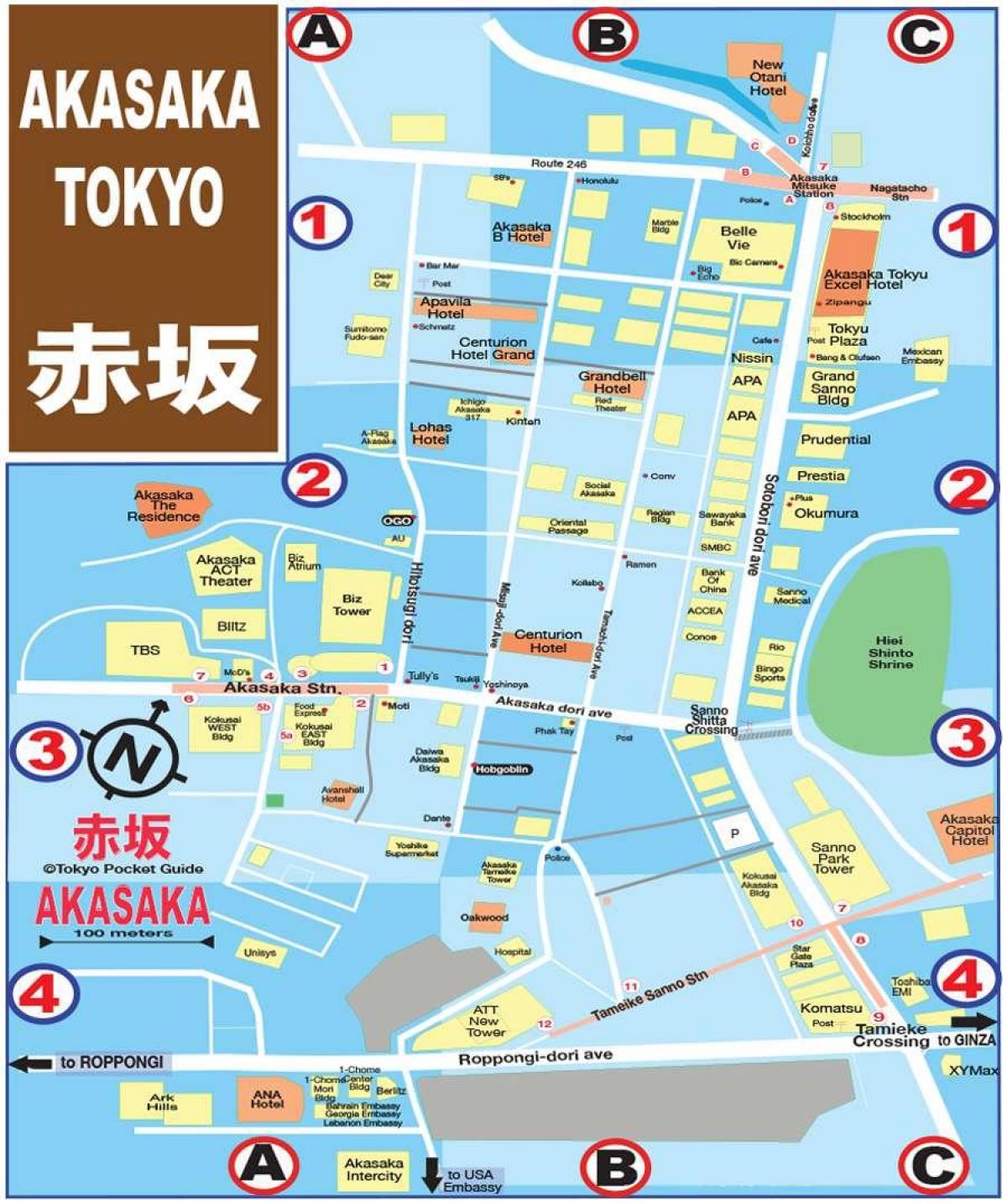 carte de Akasaka à Tokyo