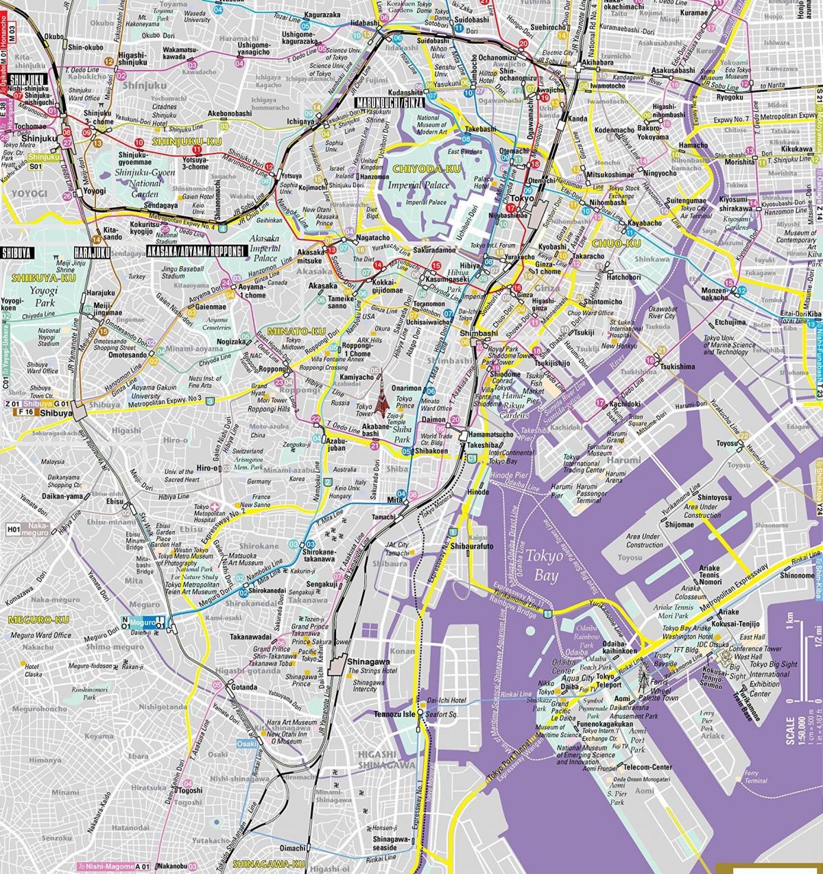 le centre-ville de la carte de Tokyo