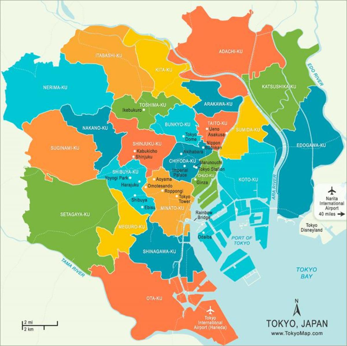 carte de la région de Tokyo