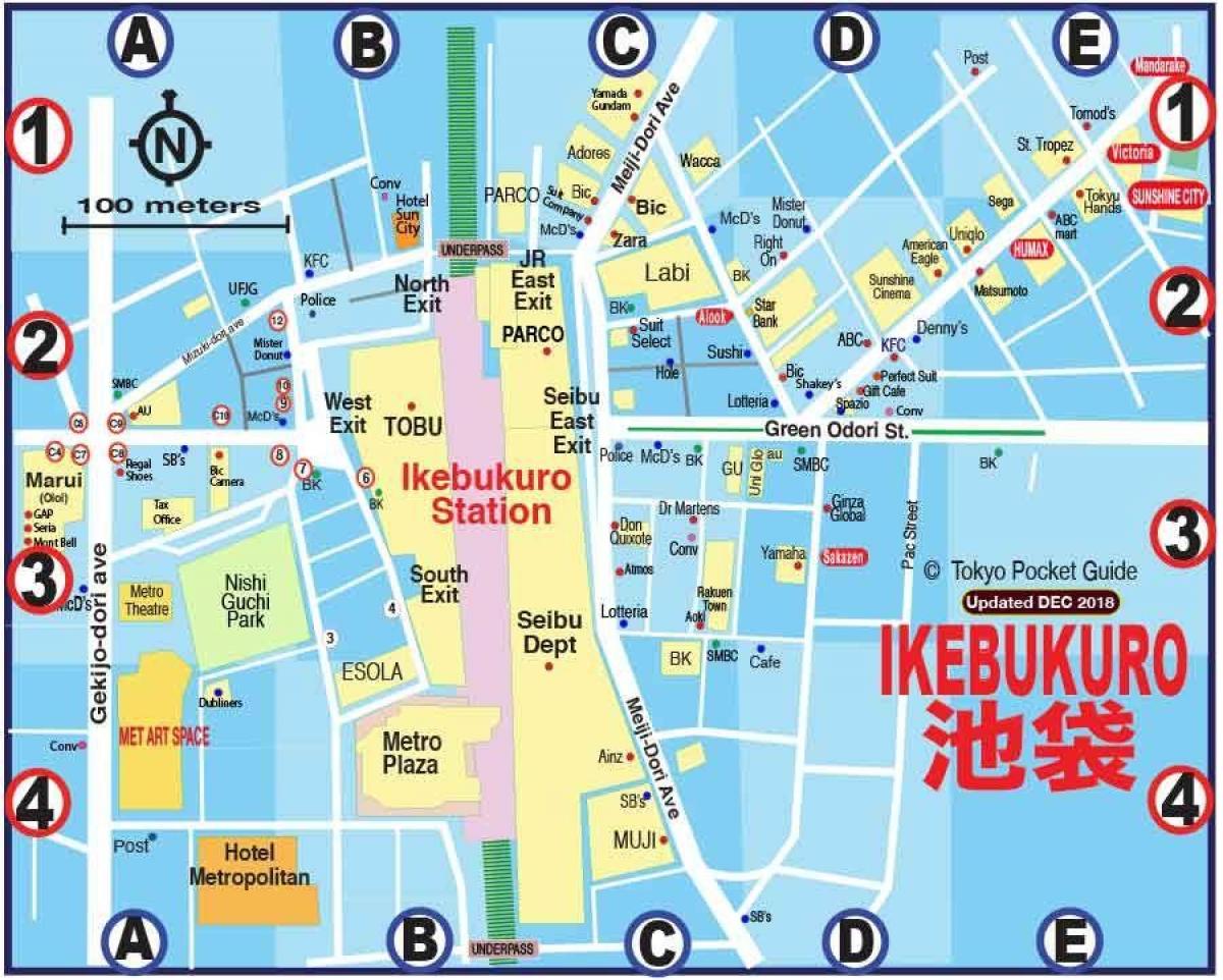 carte de Ikebukuro à Tokyo