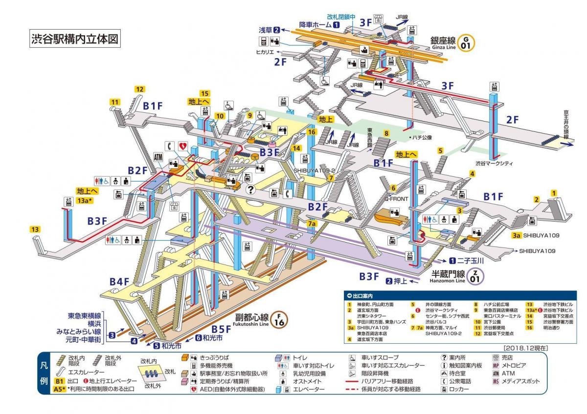 Shibuya station de métro la carte