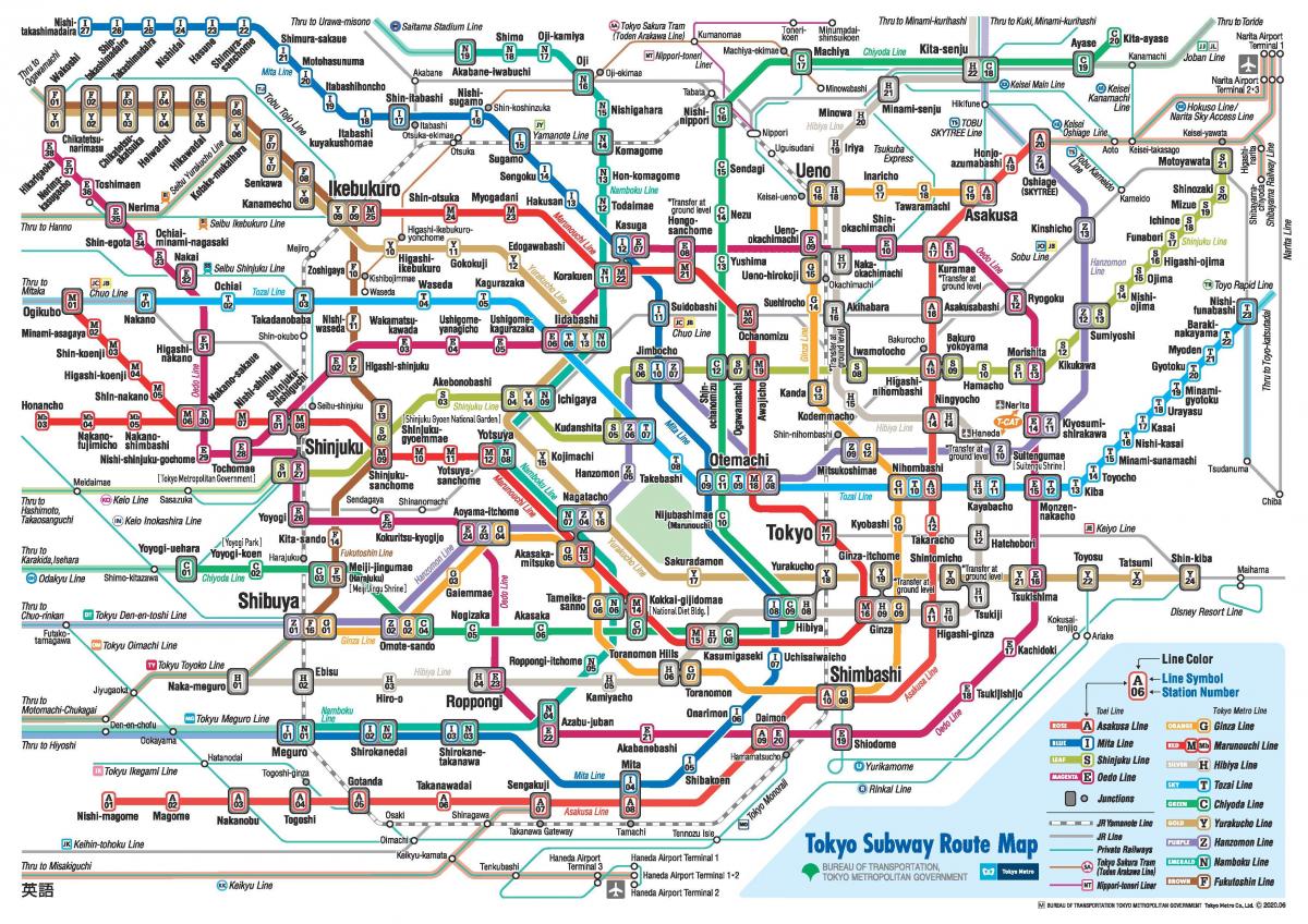 Métro de Tokyo carte en anglais
