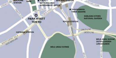 La carte de l'hôtel park hyatt de Tokyo