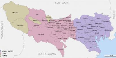 La carte de Tokyo préfectures